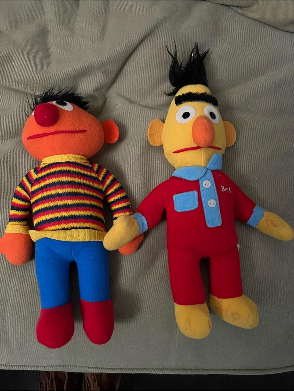 Vintage Sesame Street Bert & Ernie Plush Dolls - Yellow, Orange, Red, Blue